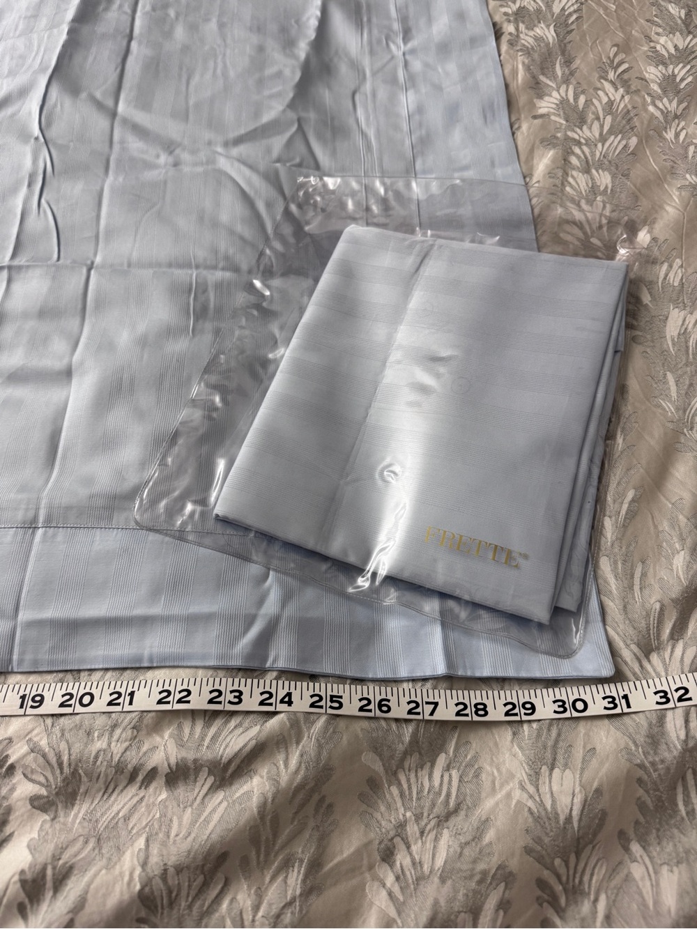 Frette Light Blue Pinstripe Pillowcase Set